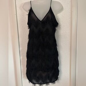 SHEIN Black Tassel Slip Dress